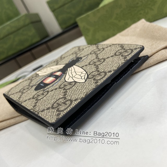 Gucci專櫃古馳最新款蜜蜂印花GG Supreme帆布錢包男士短夾 jh2244型號：451268